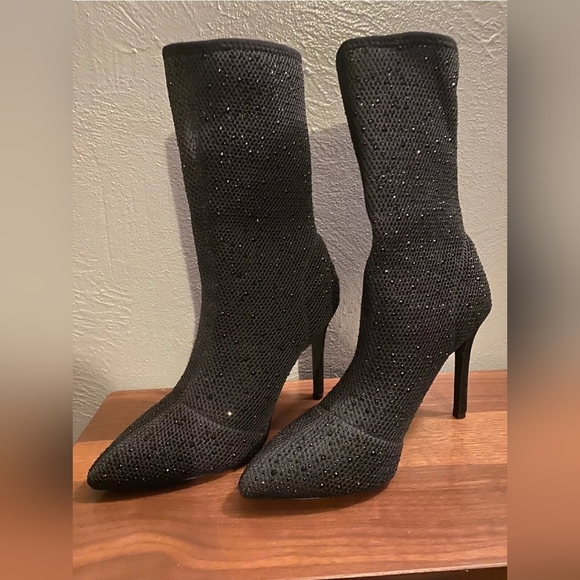 Qupid Rhinestone Sock Boots Sz 6 - Picture 2 of 4